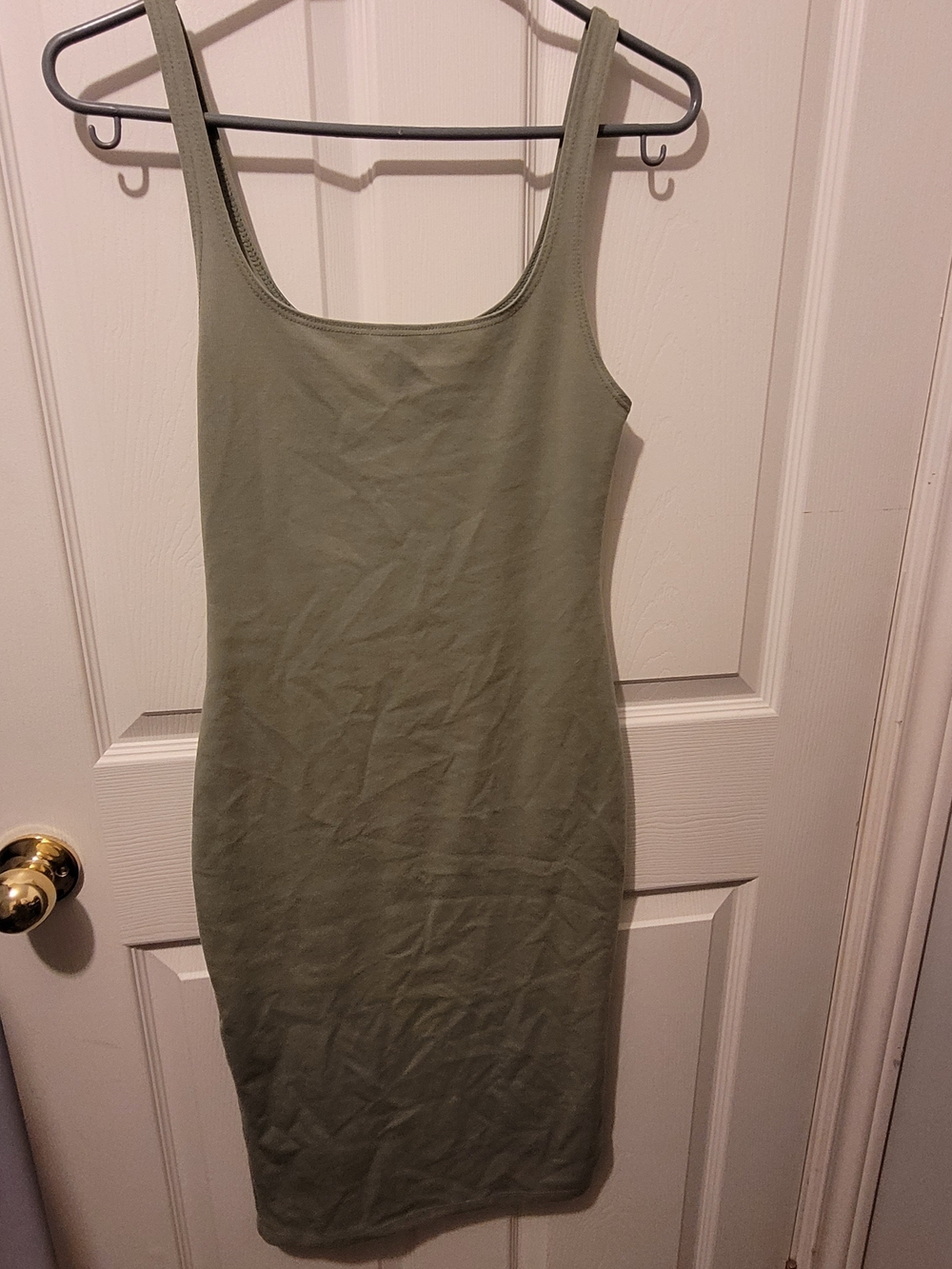 Zara Olive Green Midi Tank Bodycon Dress
